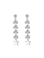 thumb Fashion Cubic Crystals Little Star Copper Drop Earrings 3