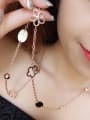 thumb The New Rose Gold Titanium Hollow Stainless Steel Flower Sweater Necklace 4