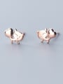thumb 925 Sterling Silver With Rose Gold Plated Cute Fox Stud Earrings 2