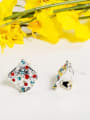 thumb Exquisite Colorful Square Shaped Rhinestones Stud Earrings 2