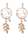 thumb Alloy With Gold Plated Hip Hop Leaf Drop Earrings 2