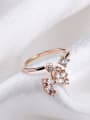thumb 18K Rose Gold Leaf-shaped Zircon Cocktail Ring 1