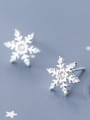 thumb 925 Sterling Silver With Platinum Plated Cute Snowflake Stud Earrings 0