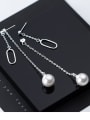 thumb 925 Sterling Silver With Platinum Plated Simplistic Geometric Threader Earrings 2