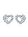 thumb S925 Silver Heart Stud Earrings with Zircons 0