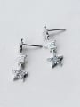 thumb Women Shimmering Star Shaped Zircon S925 Silver Drop Earrings 0