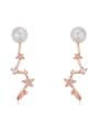 thumb Fashion AAA Zirconias-studded Star Imitation Pearls Alloy Stud Earrings 0