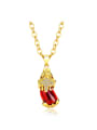 thumb Fashion 24K Gold Plated Ruby Stone Necklace 0