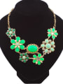 thumb Fashion Resin-sticking Flowers Rhinestones Gold Plated Necklace 1
