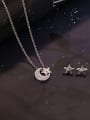 thumb Alloy White Gold Plated Simple style Star and Moon Rhinestone Three Pieces Jewelry Set 1