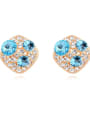 thumb Fashion Cubic austrian Crystals Champagne Gold Plated Stud Earrings 4