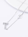 thumb Simple T-shaped Rhinestones Silver Necklace 2