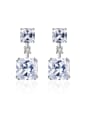 thumb 925 Sterling Silver With Cubic Zirconia Delicate Square Stud Earrings 0