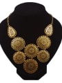 thumb Exaggerated Hollow Round Flowery Antique Copper Plated Alloy Necklace 0