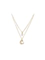thumb Copper Alloy 18K Gold Plated Multi-layer Letter Zircon Necklace 0