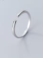 thumb 925 Sterling Silver With Platinum Plated Minimalism free size Rings 0
