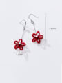 thumb 925 Sterling Silver With Platinum Plated Simplistic Flower Hook Earrings 2