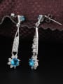 thumb Elegant Blue Flower Shaped Zircon Drop Earrings 1