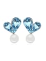 thumb Fashion Imitation Pearl Water Drop austrian Crystals Heart Stud Earrings 2