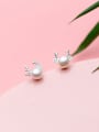 thumb Fresh Deer Shaped Artificial Pearl S925 Silver Stud Earrings 2