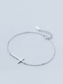 thumb S925 Silver Character Glossy Cross Simple Bracelet 0