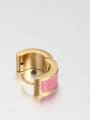 thumb Fashionable Gold Plated Pink Enamel Clip Earrings 1