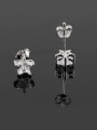 thumb Five Pointed Star Zircon Nickel Free Thick Platinum Plated Ear Studs 1