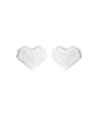 thumb 925 Sterling Silver With Platinum Plated Simplistic Heart Stud Earrings 0