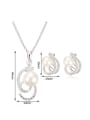 thumb Alloy White Gold Plated Fashion Artificial Pearl and Rhinestone Two Pieces Jewelry Set 2