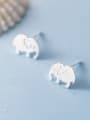 thumb 925 Sterling Silver With Platinum Plated Cute Elephant Stud Earrings 3