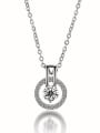 thumb Fashion Cubic Zirconias Round Pendant Copper Necklace 1