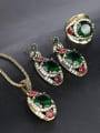 thumb Retro style Green Glass stones White Crystals Three Pieces Jewelry Set 2