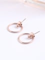 thumb Fashion Circle Rose Gold Plated Stud Earrings 0