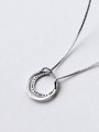 thumb Simply Style Double Round Shaped Rhinestone S925 Silver Pendant 1