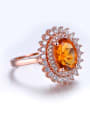 thumb Fashion Citrine Gemstone Zircon Flowery Engagement Ring 2