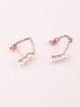 thumb Rose Gold Plated Shell Pearls Stud Earrings 1