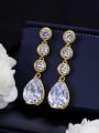 thumb Water Drop AAA Zircons White and Gold Plated Drop Earrings 0