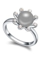 thumb Simple Imitation Pearl Flowery Alloy Ring 3