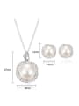 thumb Alloy White Gold Plated Fashion Artificial Pearl and Rhinestones Two Pieces Jewelry Set 3