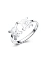 thumb Double Cartoon Smooth Silver Opening Ring 0