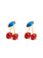thumb Fresh Cherry Fashion Red and Blue Rhinestones Stud Earrings 0