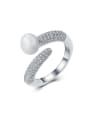 thumb Simple atmosphere micro impregnated AAA zircon Pearl Ring 1