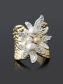 thumb Retro style Artificial Pearls Gold Plated Rough Alloy Ring 0