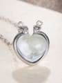 thumb Simple Opal stone Heart Pendant 925 Silver Necklace 2