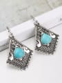 thumb Retro style Antique Silver Plated Turquoise stone Alloy Drop Earrings 2