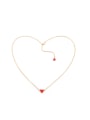 thumb Simple Red Heart Gold Plated Silver Necklace 0