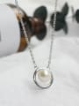 thumb Fashion White Freshwater Pearl Hollow Round Silver Necklace 0