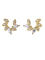 thumb 925 Sterling Silver With Gold Plated Simplistic Leaf Stud Earrings 0