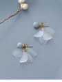 thumb Sterling Silver Grey ball with sweet white petal Earrings 0