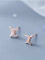thumb 925 Sterling Silver With 18k Rose Gold Plated Trendy asymmetric Stud Earrings 1